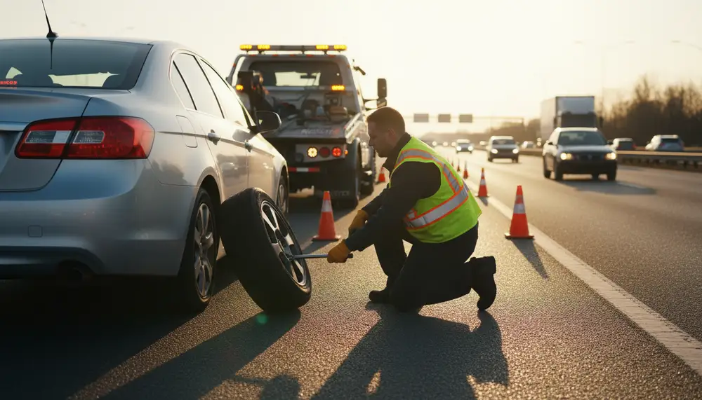 Смяна на спукана гума